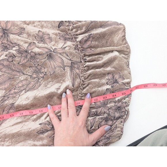 Democracy Velvet Floral Mauve Off Shoulder 3/4 Sleeve Ruffle Blouse Size Large - Picture 4 of 7